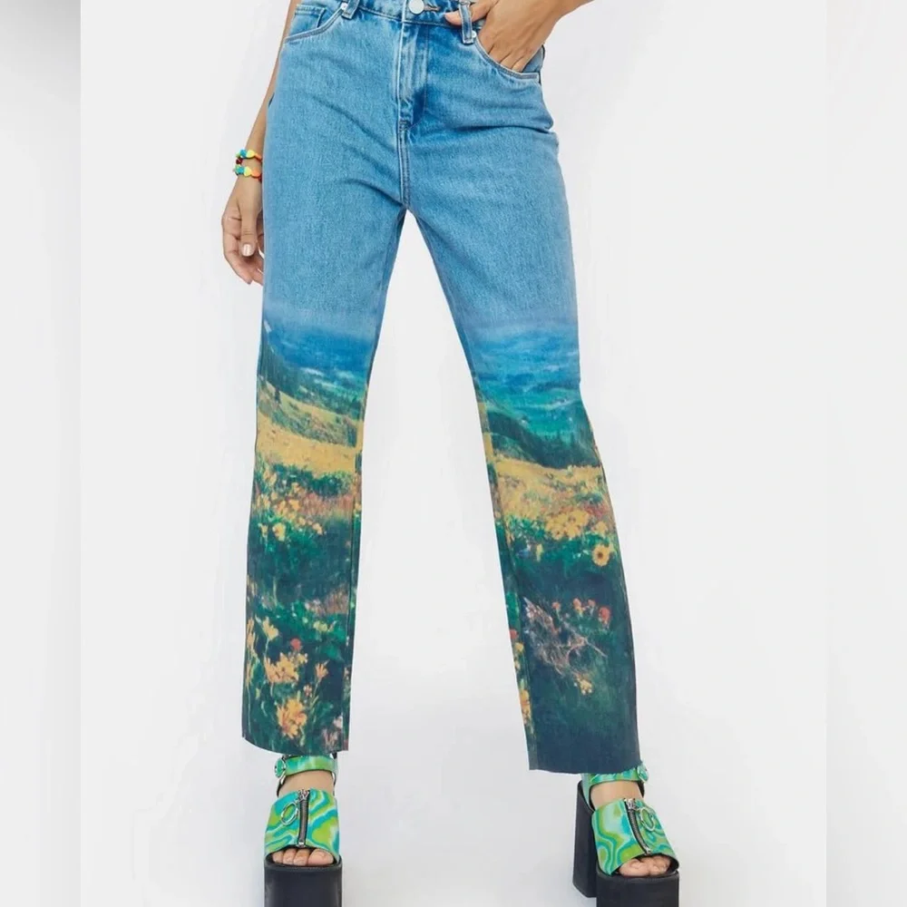 Blank NYC NWT Jeans Throwback Landscape Crop High Rise‎ Festival Hippie Sz 24 - Picture 14 of 14